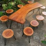 stool and dining wooden table