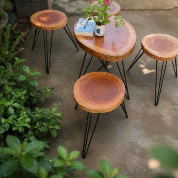 20/26 center table and 14/22 wooden stool