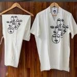 V-neck designer shirt with trouser