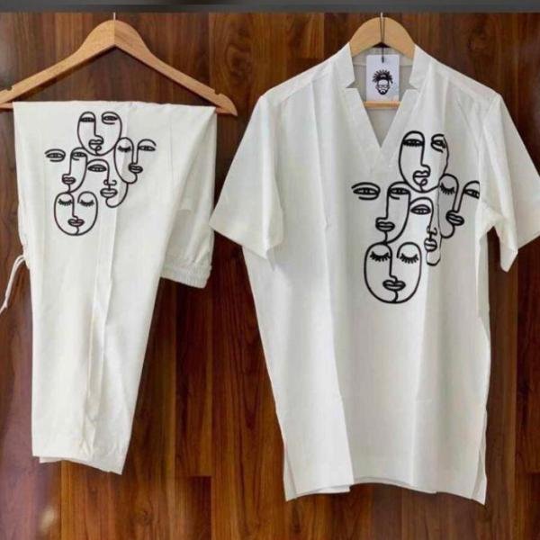 V-neck designer shirt with trouser