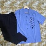 Designer lapel neck shirt with pant trouser