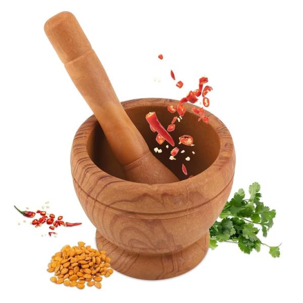 Wooden Mortar and Pestle Set Hammer