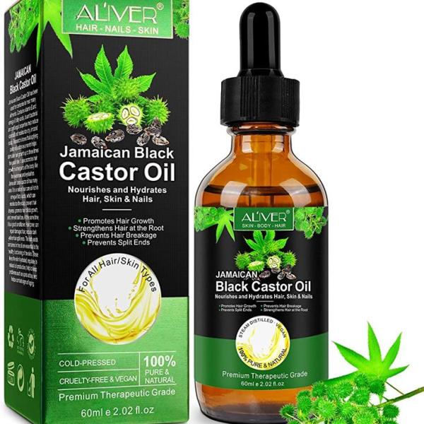 Organic Castor Oil, 100% Pure, Natural and Cold Pressed, Black Castor Oil for Hair Growth &