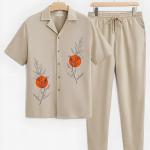 Designer button-down shirt with trouser